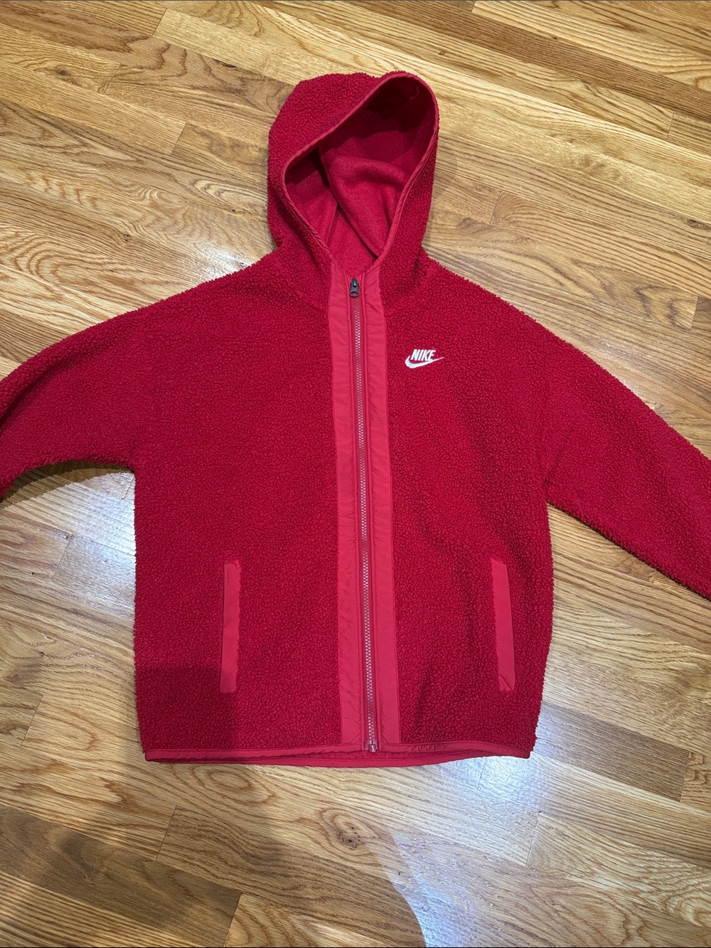 Nike Red Kids Sherpa Hoodie with Full Zip